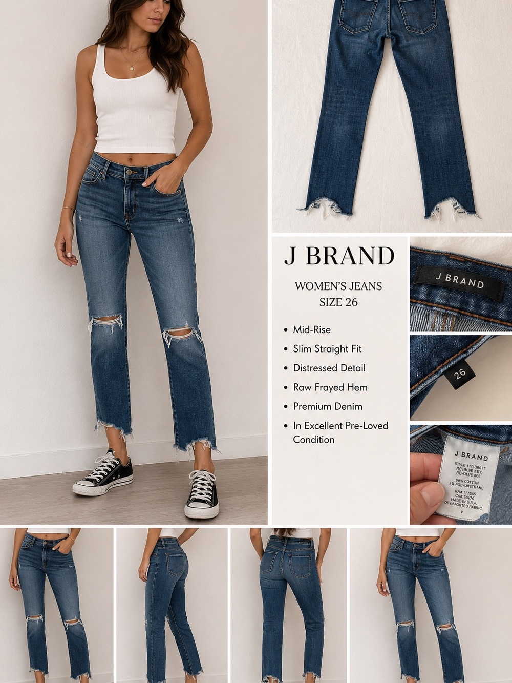 J Brand Women Distressed Dark Blue Skinny Jeans